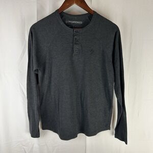 FORGED Men's Heather‎ Dark Gray Long Sleeve Henley T-Shirt USA Made Small